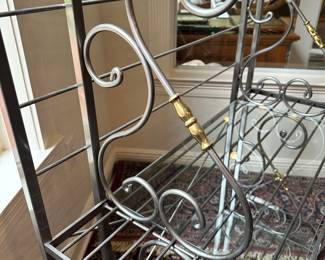 #51A - $300 - Wrought iron bakers rack silver 36x15x73