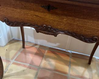 #51C - $320 -Antique French vanity made of tiger oak with swivel mirror 34x18x56 - we have spare hinges purchased in Fredericksburg, VA
