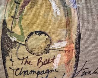 #52 - $90 - Set of 2 Linen fabric wine scene 21x21