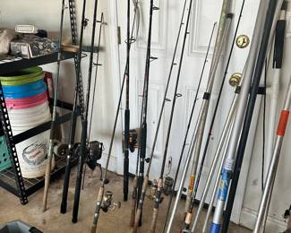 Assorted fishing poles
