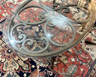 #5 - $300 - Coffee table oval scrolls iron Belle Maison Collection 36x33x16 purchased at LUXE