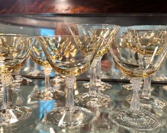#34 - $15 each - Vintage American Fostoria yellow tint glass set 1920's
