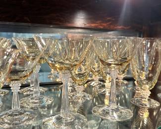 #34 - $15 each - Vintage American Fostoria yellow tint glass set 1920's