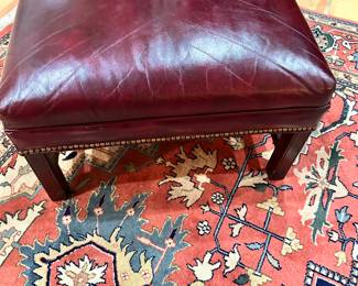#4 - $350 - Leather Chair Lackawanna Wing Back Burgundy Chair Nail Head with ottoman