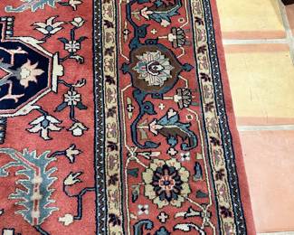 #1 - $1000 - Persian Oriental rug Hand Woven Heriz Style 9.1 X 12.2 - Coral & green