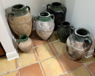 #80 - $ - Set of 7 Olive jars includes 4 large and 3 small jars.