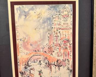 #20B - $200 - Set of Venetian trio prints custom frame 14x47