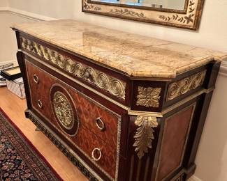 #16 - $950 - French buffet with ormolu 55 1/2"Lx21 1/2Dx37H - with crack in marble