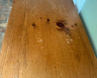 #69 - $200 - Pine sofa table 48x17x30 scalloped apron