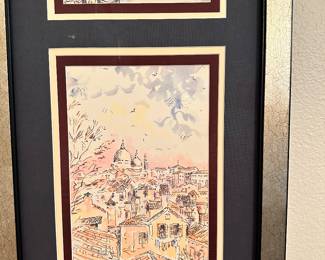 #20B - $200 - Set of Venetian trio prints custom frame 14x47
