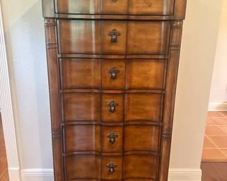 #44 - $400 - Drexel Heritage lingerie chest 7 drawers 30Wx18Dx61T - Antique Sherry finish