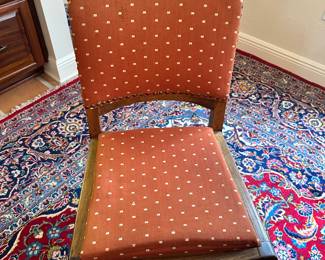 #50B - $120 - Mid century Modern red and cream chairs set o 4
