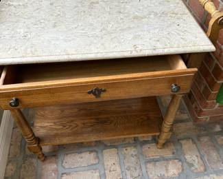 #73 - $120 - English marble top with towel holder 34x28x30