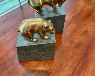 #37 - $44 - Bookends bull & bear lawyers on marble 8x5