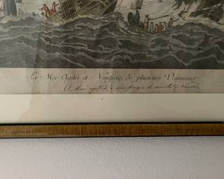 #63 - $90 - Antique French Etching of a Seascape 21 X 15