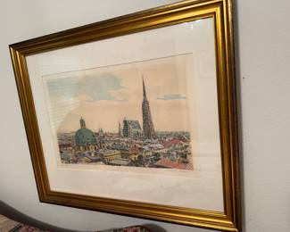 #78 - $60 - Etching by Hoffman of Paris. 18 X 22