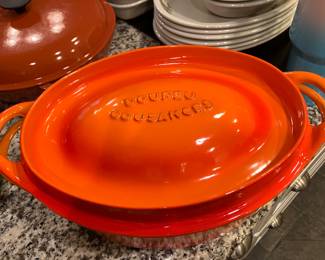 #114 - $150- Cousances Doufeu France #12 orange oval dutch oven - 11"