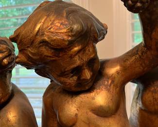 #66 - $150 -Cherub sculpture gold plaster 22x12