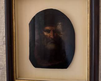 #16 - $200 - European school, 19th century Oil on Board portrait of bearded gentleman wearing hat - modern shadow frame 14 X 16 - Purchased at Weschlers Summer 1985