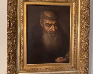 #15 - $340 - European school, 19th century oil on canvas of Monk 20x26 approx - Signed AD Menzel Munich in back of frame