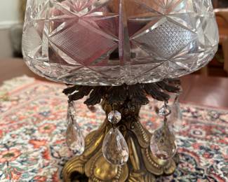 $70- Compote brass with crystal bowl