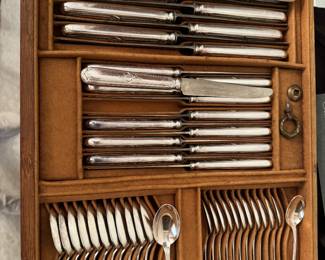 #40 - $800 - French Silverware in Silver Box .84 silver per pound metal blanc -Service for 12 -
