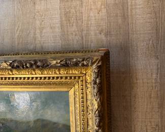 #13 - $480 - Lake Scene - Gilt Wood Frame on Canvas 40 X 30 - Some small damage to frame