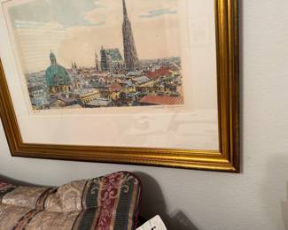 #78 - $60 - Etching by Hoffman of Paris. 18 X 22