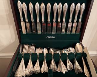 #41- $2,500- Sterling Flatware by Sheve & Co. - Napoleonic 1909 Pattern - Some mono S / G / D - total weight 108.77 Toz for 117 pieces.