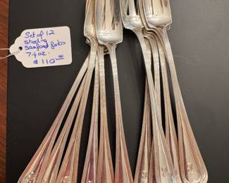 #138 - $110 - Set of 12 Sterling seafood forks 7.4oz