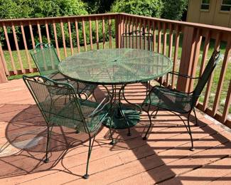 #87 - $140 -Iron green Patio Set - Table and 4 Chairs