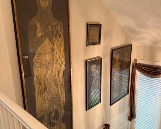 Collection of Brass rubbing - #67 - $250 large brass rubbing of Knight of Robert de Bures 30Wx72T