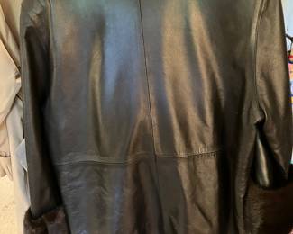 #93 - $200 -Black Leather with Detachable Mink Collar by Gantenhaus