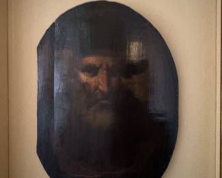 #16 - $200 - European school, 19th century Oil on Board portrait of bearded gentleman wearing hat - modern shadow frame 14 X 16 - Purchased at Weschlers Summer 1985