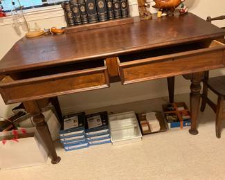 #56 - $800 - Antique Judge's Desk with Slanted Top 62W X 35D X 42H