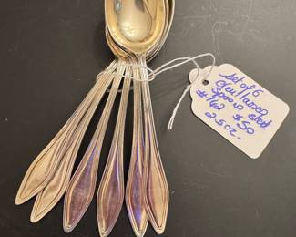 #142 - $50 - Set of 6 demitasses English sterling spoons 2.2 oz