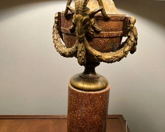 #51- $60 - Faux Painted and Metal Lamp 28H
