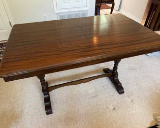 #20 - $380 - Mahogany Library Table with Extension within built by Kaufmanns Fifth Avenue Pittsburgh 47 X 19DX 30H