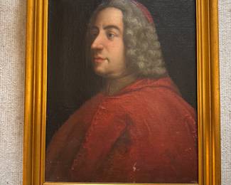 #8- $350 - European School, 19th Century oil on canvas of Cardinal in modern gold frame. 201/2 X 24