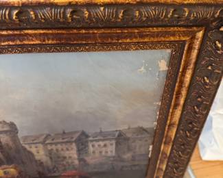 #83 - $200 Early 20th century Venitian canal oil on canvas - some flaking right top corner