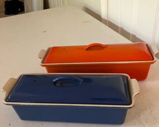 $80 - Le creuset tureen blue #118 - 10x4 & $80 - Le creuset tureen orange #119 - 10x4