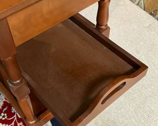 #23B - $120 - Wood tea cart with pull out drawer and tray on casters