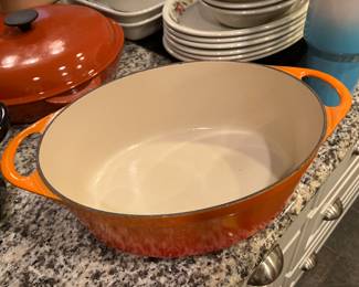 #114 - $150- Cousances Doufeu France #12 orange oval dutch oven - 11"