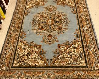 #58 - $120 - Indian Wool Rug - Blue/Brown 4'3" X 6'