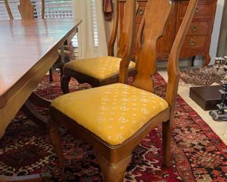 #36 - $700- Mahogany Dining Table with 4 15" Leaves - Double Pedestal. 60W X 46D without Leaves with 6 chairs