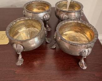 #128 - $270 -Set of 4 sterling salts with spoons