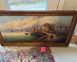 #83 - $200 Early 20th century Venitian canal oil on canvas - some flaking right top corner