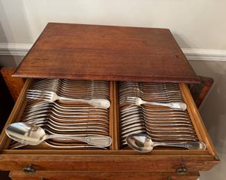 #40 - $800 - French Silverware in Silver Box .84 silver per pound metal blanc -Service for 12 -