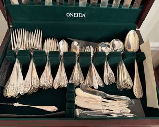#41- $2,500- Sterling Flatware by Sheve & Co. - Napoleonic 1909 Pattern - Some mono S / G / D - total weight 108.77 Toz for 117 pieces.