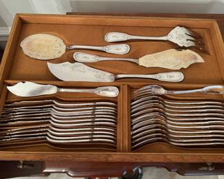 #40 - $800 - French Silverware in Silver Box .84 silver per pound metal blanc -Service for 12 -